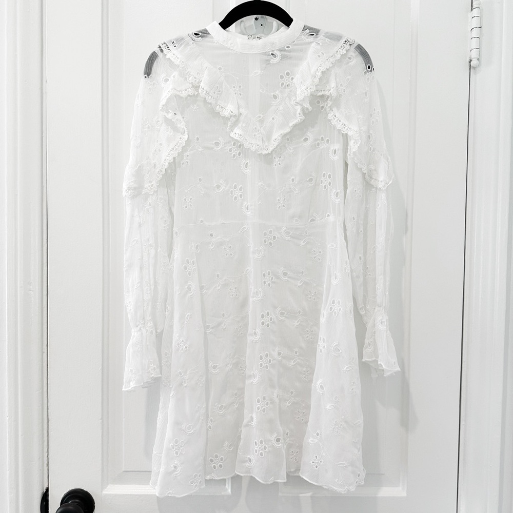 Urban Outfitters Eyelet Ruffle Mock Neck Mini Dress (4)